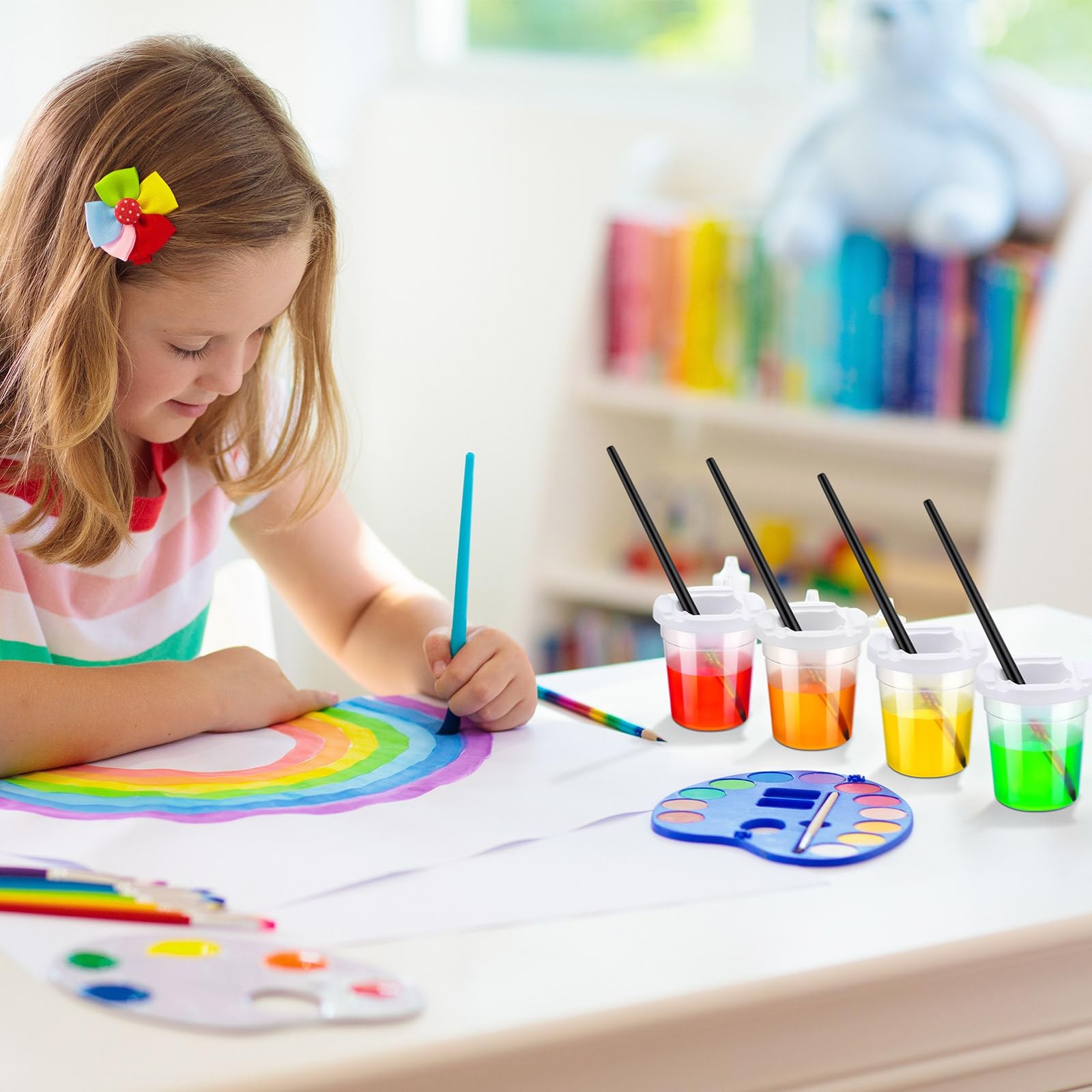 12 Packs No Spill Paint Cups with Lids for Reusable Spill Proof Paint Cups fo...