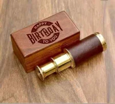 Telescope With Birthday Engraving Wooden Box Nautical Marine Spyglass Lot of 5