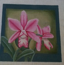 JP Pink Orchids Handpaint Needlepoint Canvas