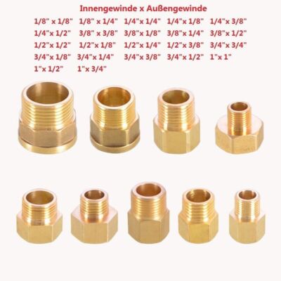 1/8''-3/4''Messing Innen x Außengewinde Fitting Druckluft Wasser Anschluss Adapter
