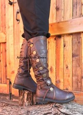 Brown Steampunk Historical Serenity Airship Captain Space Pirate Costume Boots