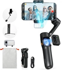 Gimbal Stabilizer Compatible With iPhone, 3-Axis Phone Gimbal, Magnetic  (Black)