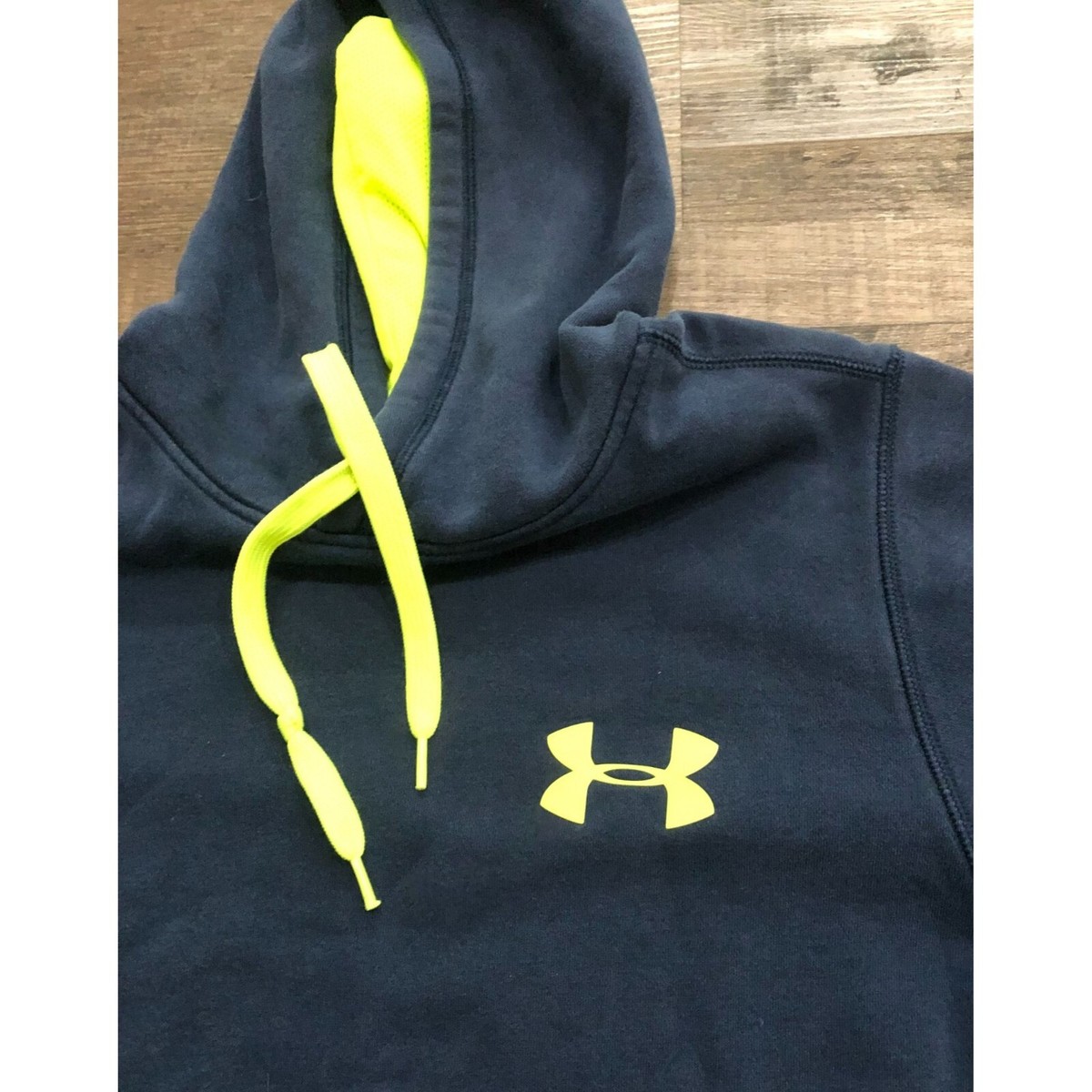 Under Armour Blue & Neon Yellow Hoodie Sweatshirt Mens Medium | eBay