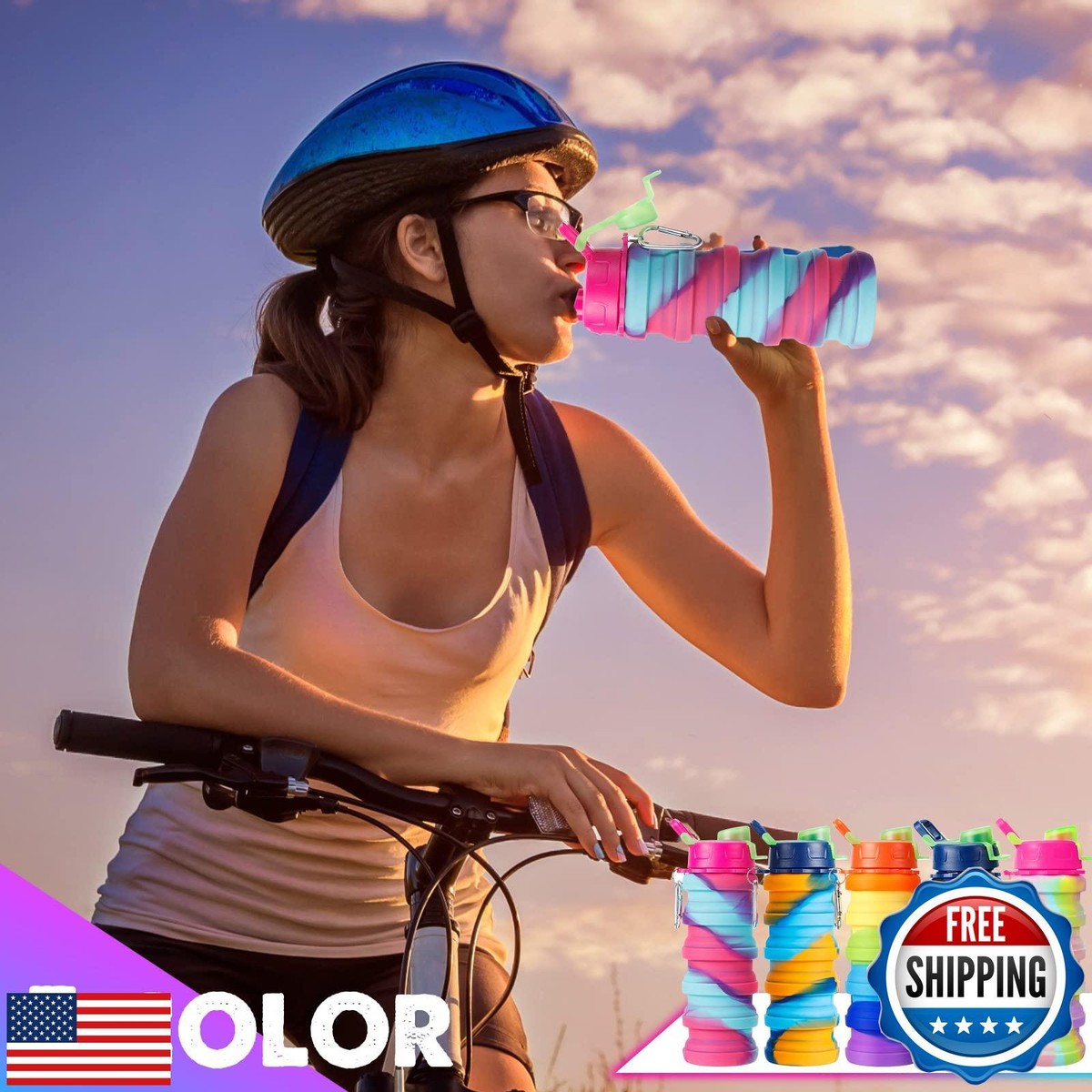 5 Pack Collapsible Silicone Water Bottles - 17 Oz Foldable Bottles With Carabiner For Travel