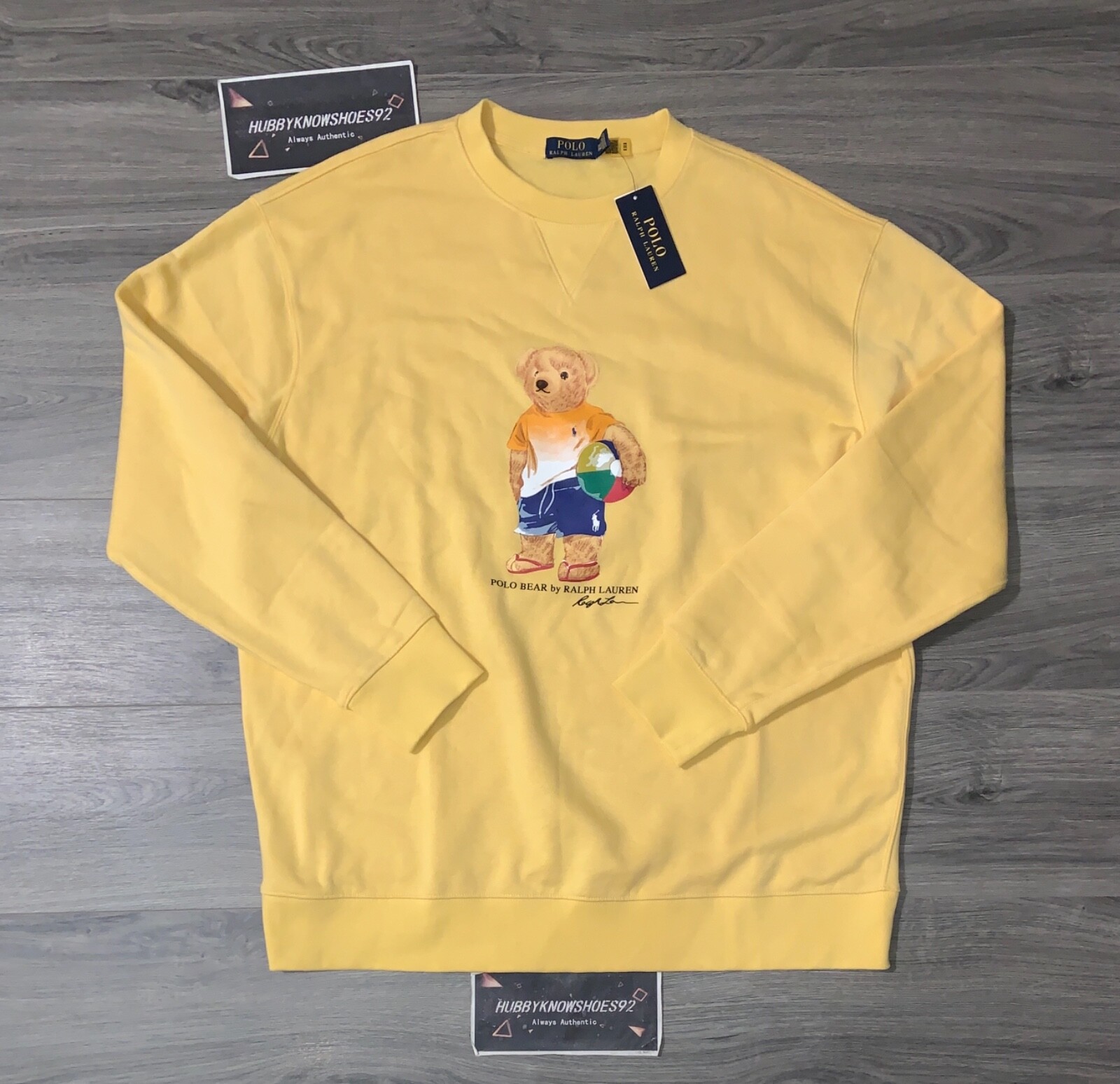 PONY Polo RALPH LAUREN da uomo alta e alta polo orso girocollo nuova con etichette