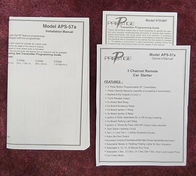 Prestige APS-57A Owners & Installation Manuals * FREE SHIPPING *