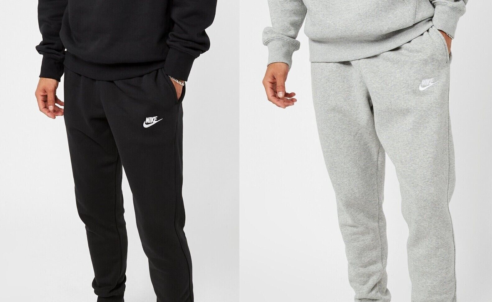 Nike Mens Foundation Pants Club Fleece Joggers Black / Grey Brand New with  tags | eBay