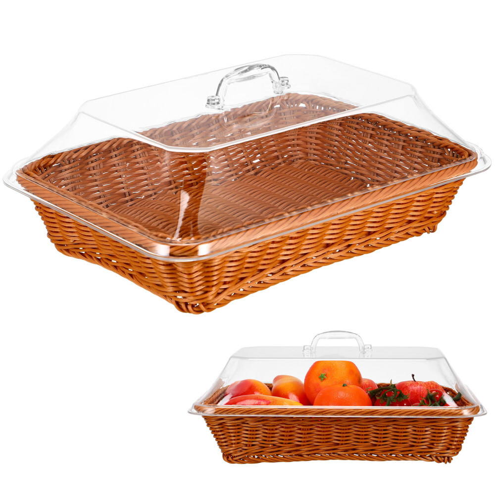 Storage Baskets Circle Tray Imitation Rattan Woven Practical-image