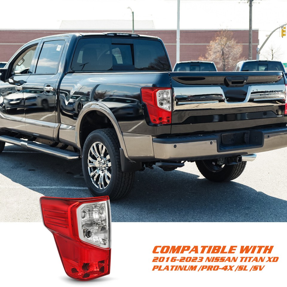 Right Passenger Side Rear Tail Light Assembly For 2016-2023 Nissan Titan XD - Halogen Lamp With Bulbs