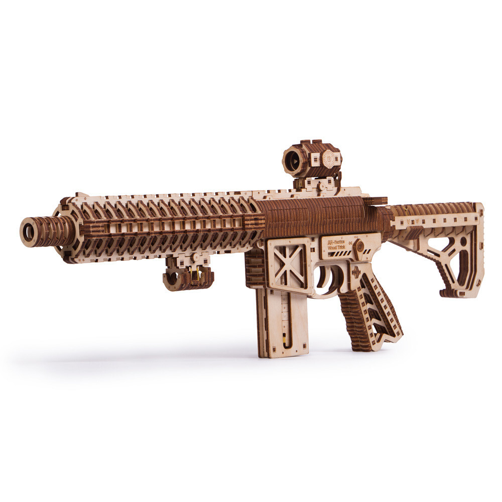Wooden Puzzle Adult 3D Assault Gun AR-T 496 Pieces Model Craft Kit
