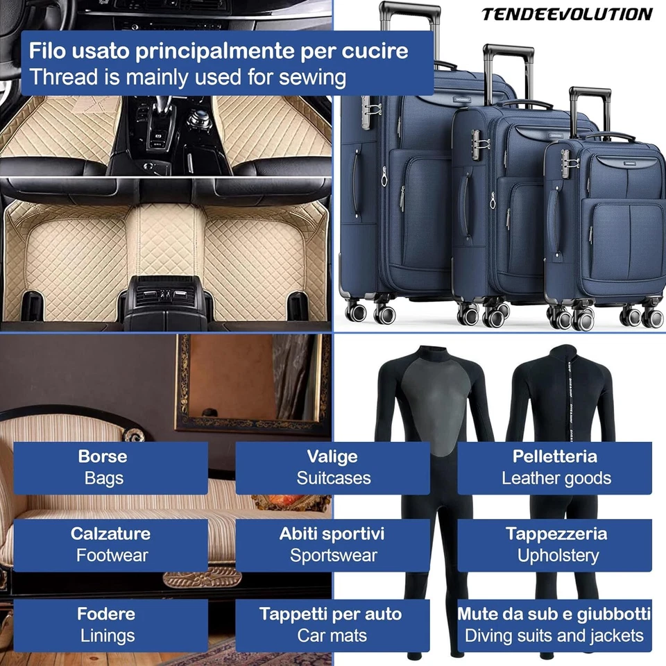 Filo da cucire filato per macchina in poliestere 100% resistente cucito 3500 MT - Immagine 3 di 4