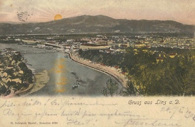 Gruss aus Linz, a.D,Austria,Totalansicht,Used,1907