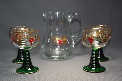 Vintage 5PC Roemer German Pitcher & Liqueur Beehive Stemware