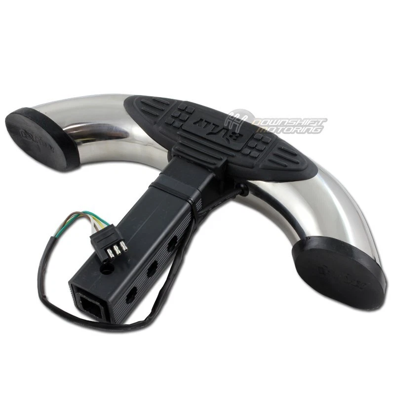 1 PIEZA NUEVO UNIVERSAL ACERO CROMO ENGANCHE REMOLQUE REMOLQUE TRASERO BARRA DE PASO TRASERA LED Foto 2 de 4