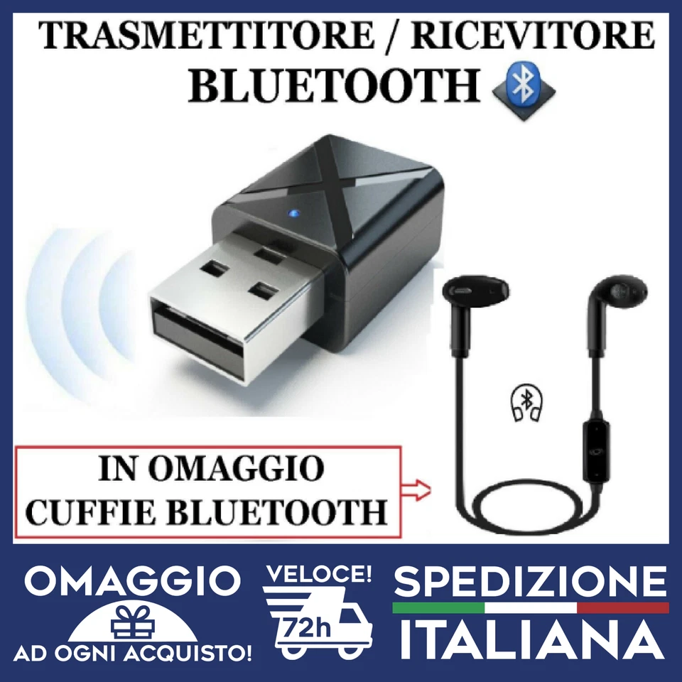 KIT BLUETOOTH Trasmettitore Bluetooth e Ricevitore per Smart TV HIFI + CUFFIA BLUETOOTH 🇮🇹
