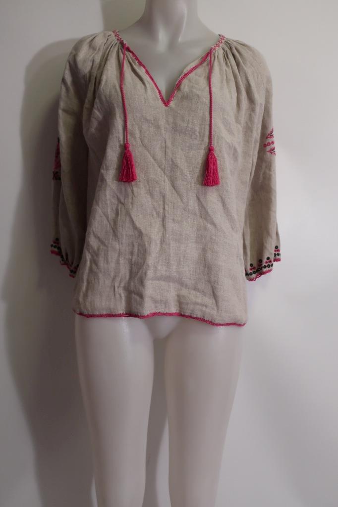 Womens Ulla Johnson Oatmeal, Pink Embroidered Blo… - image 2