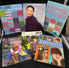 Knitting &Crochet Books Lot of 6 Knitting Ripple Stitches Hats Shawls Sweaters