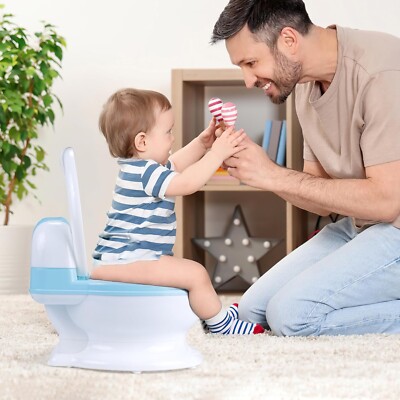 Sedile per WC per Bambini con Scale, Aufun Toilet Trainer Scaletta Pieghevole Vasino per Apprendimento con Scale Sedile per WC per Bambini con Cuscino Imbottito in PU e Manici per Vasino(Blu e