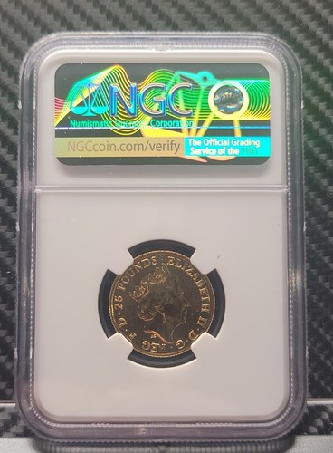Queen's Beasts The Lion Of Eng Great Britain 2016 25 Pounds 1/4 oz Gold NGC MS70 - Picture 2 of 2
