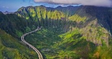 Landscape nature mountains highway forest oahu hawaii Custom Gaming Mat Desk