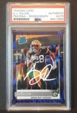 2020 Panini Donruss Optic Aj Dillon Signed Rated Rookie Purple Shock PSA packers