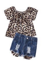 kids boutique clothing/ Leopard Print/ Set/ Shorts/ Top/ NEW SIZE 8 GIRLS