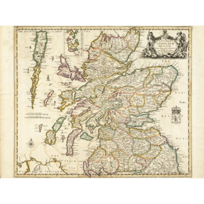 Greene 1689 Karte Schottland Straßen Grafschaften Leinwand Kunstdruck Poster