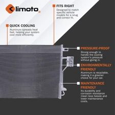 Klimoto A/C Condenser |  Compatible with Ford: F-250 Super Duty, E-350/F-350