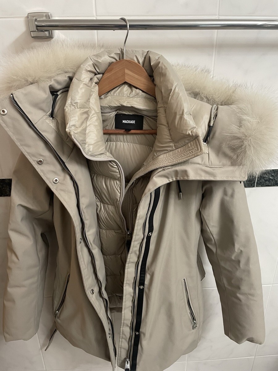 Mackage jeni 2 in 1 down parka with removable bib and natural fur