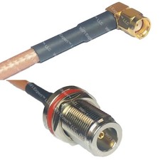 RG142 RP-SMA MALE ANGLE to N FEMALE BULKHEAD RF Cable FAST-SHIP LOT