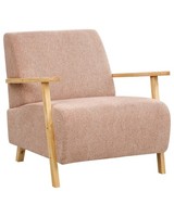Sessel Rosa / Heller Holzfarbton Mit Armlehnen Retro Stil Lesja