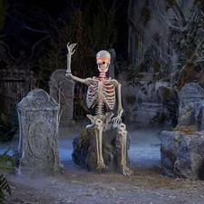 5 ft LED Ultra Poseable Skeleton Halloween Hanging Decor Glowing Eyes