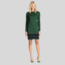 MICHAEL KORS Polka Dot Sheath Dress Black/Green Size 2