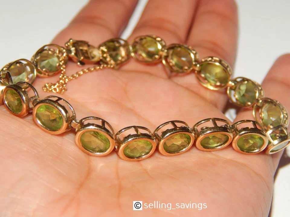 10K YELLOW GOLD PERIDT BEZEL SET TENNIS BRACELET 7.5 INCH -14.2  GRAM - Image 4 of 4