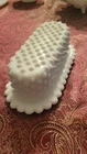 Fenton - Vintage 1960s Hobnail Milk Glass Butter Dish - 7.5 x 3.75 x 2.75 in.