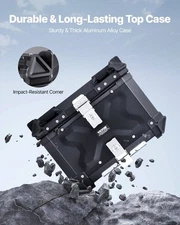 New Motorcycle Top Case, Universal Aluminum Alloy Motorbike Tail Box with Leat