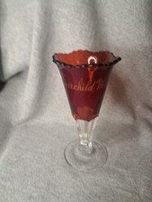 Vintage Ruby Red Crystal Stem Advertising Vase FIARCHILD,WIS