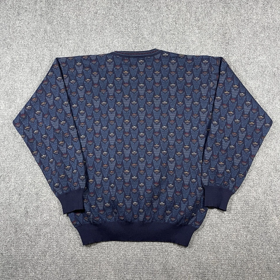 VTG Tricots St Raphael Pure New Wool Blue Knit Sweater Mens XL 0972 - Image 2 of 4