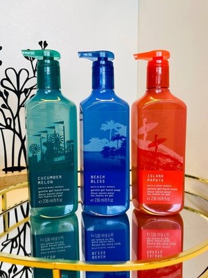 Bath & Body Works Gentle Gel Hand Soap Set 3x 236ml Cucumber Melon Papaya