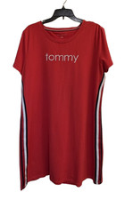 aa Tommy XL Red Cotton Tee Dress Tommy Hilfiger RedWhiteBlue Side Stripes