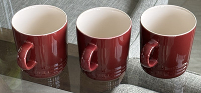 3 Le Creuset Coffee Tea Mugs / Cups RHONE 11.8 oz / 350 ml Second Choix - NWT