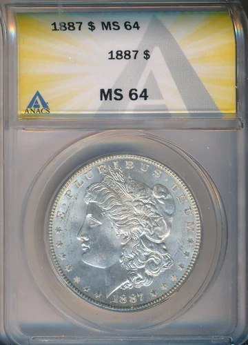 New Listing1887 MORGAN SILVER DOLLAR **ANACS CERTIFIED MS 64** FREE SHIPPING!!