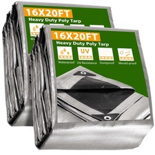 AplusChoice 2PCS 16x20FT 10-Mil Plastic Tarp Waterproof Heavy Duty Shade Canopy