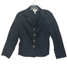 Vintage Talbots Blazer Womens Navy Blue Irish Linen Blend Preppy Nautical 10P