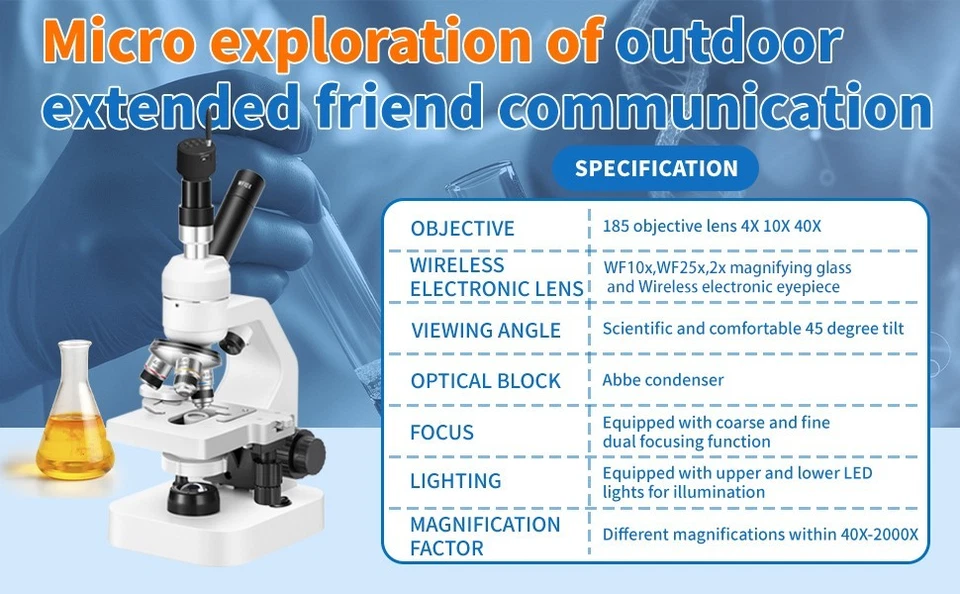 Lámpara LED wifi alta definición médico profesional biológico trinocular micros Foto 3 de 4
