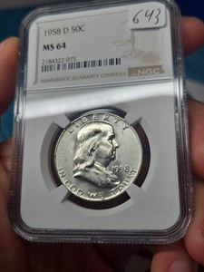 1958-D Franklin Half Dollar 50C 90% Silver NGC MS64 