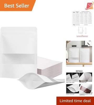 100 Pcs Kraft Stand Up Bags with Window & Zipper Food Storage Packaging