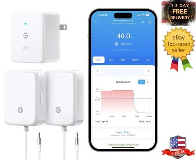 WiFi Refrigerator Thermometer Wireless Freezer Alarm Digital Gauge 2 Pack