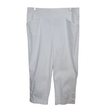 Chico's Perfect Stretch Classic Capri Pants White Sz 1 Med Mature Preppy Summer