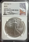 🇺🇸2023 EAGLE NGC MS70 AUTHENTIC THOMAS J. URAM SIGNED FLAG CORE 999 1OZ SILVER
